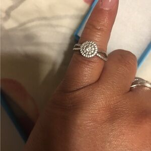 Silver Halo Round Pavé Ring - Women Jewelry